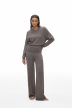 Hooded V-Neck Knit Top