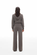 Foldover Waist Wide-Leg Knit Pants