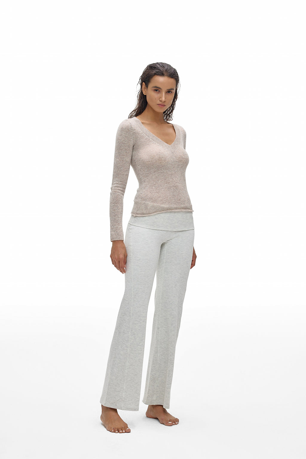 V-Neck Knit Long-Sleeve Top