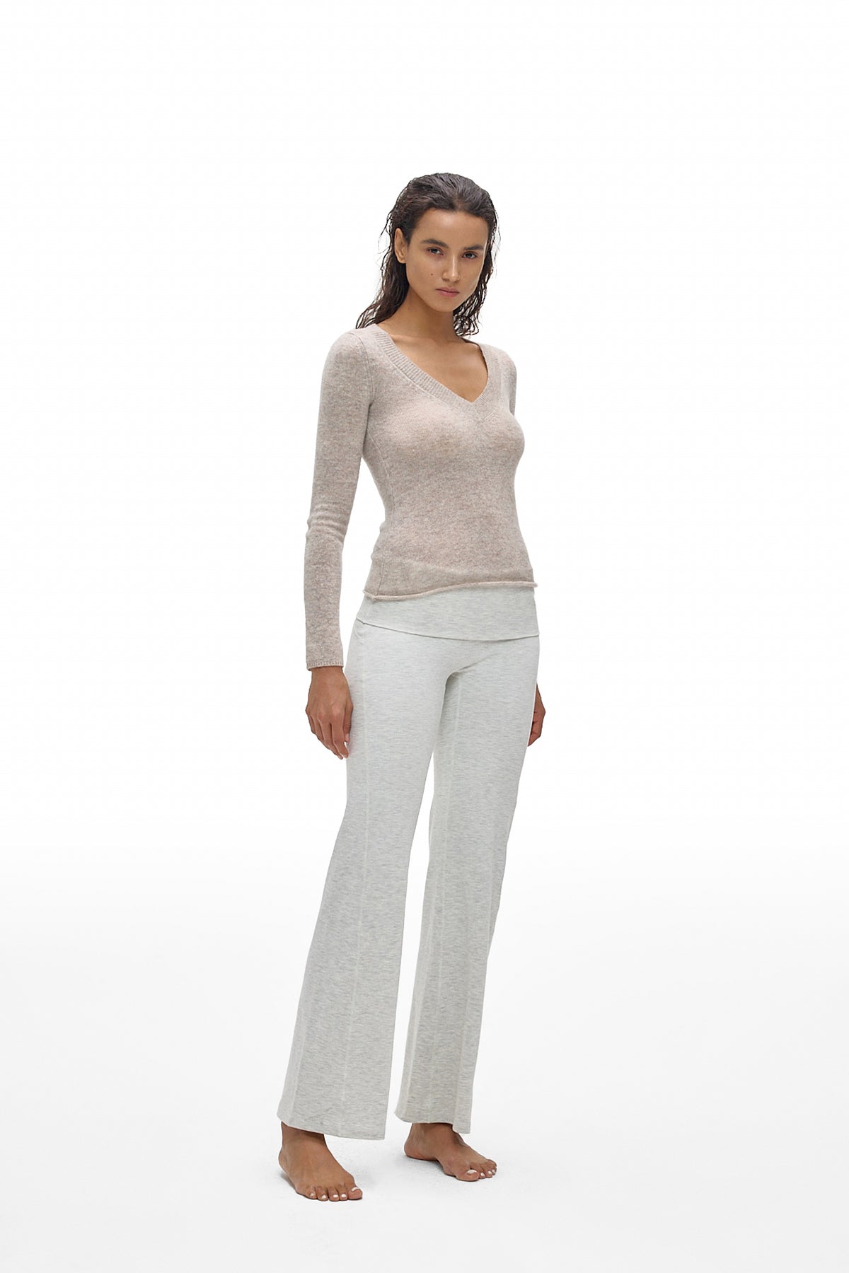 V-Neck Knit Long-Sleeve Top