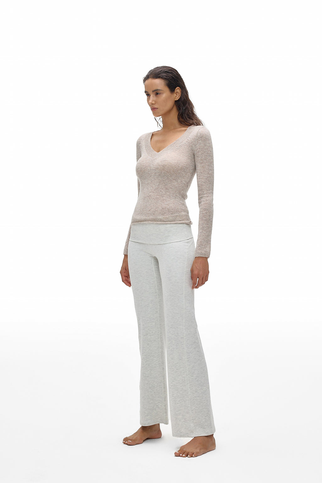 V-Neck Knit Long-Sleeve Top