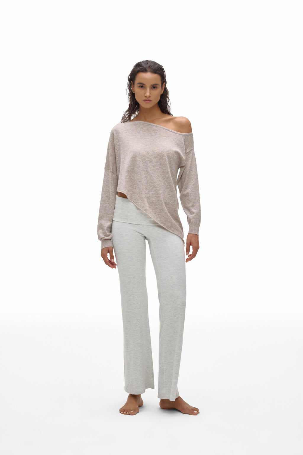 Asymmetric Neck Knit Top