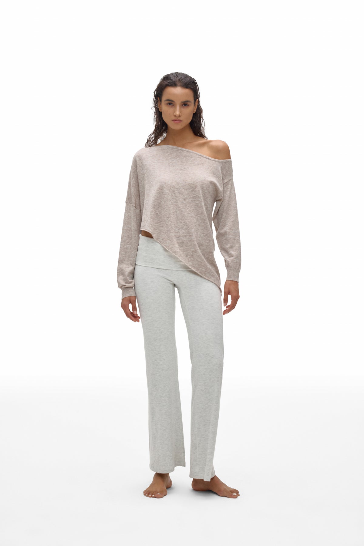 Asymmetric Neck Knit Top
