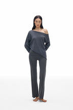 Asymmetric Neck Knit Top