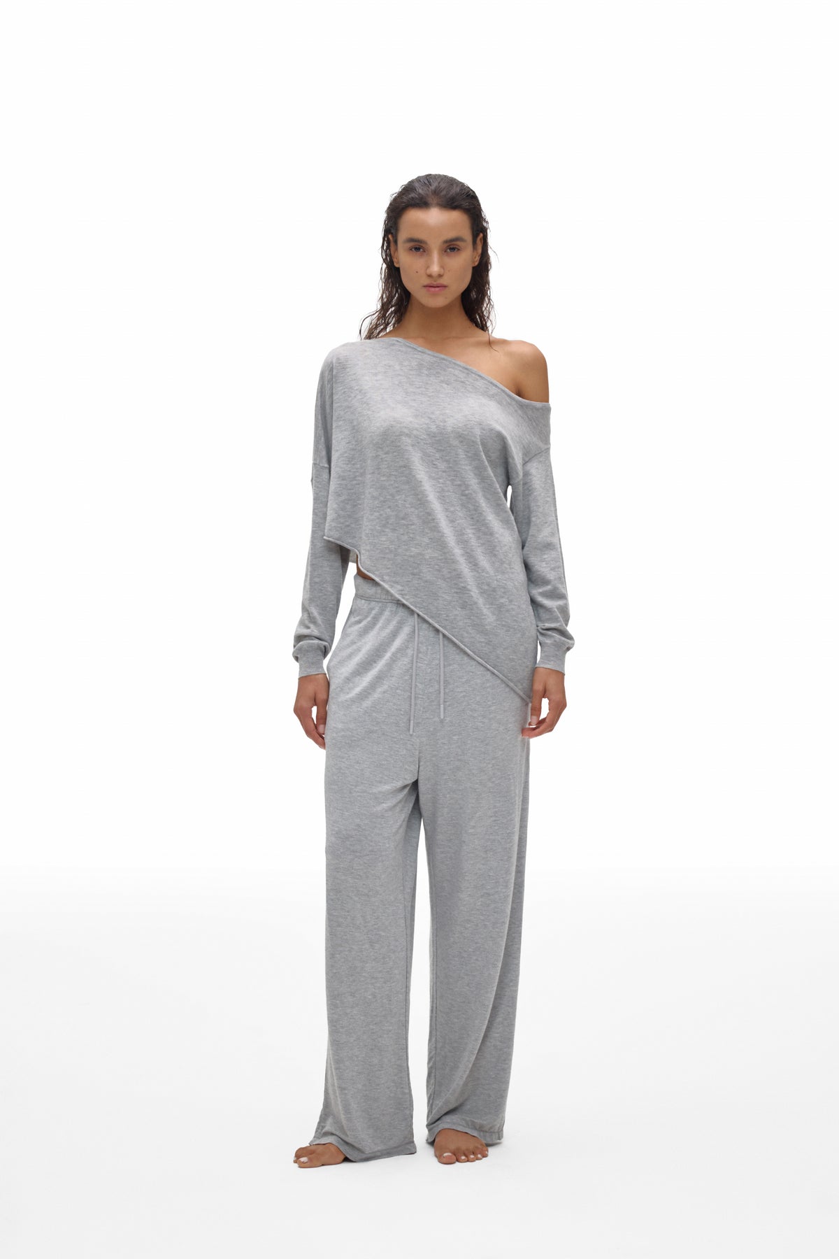 Asymmetric Neck Knit Top