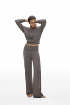 Hooded V-Neck Knit Top
