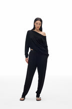 Asymmetric Neck Knit Top