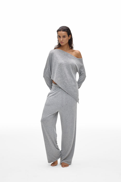 Asymmetric Neck Knit Top