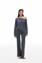 Asymmetric Neck Knit Top