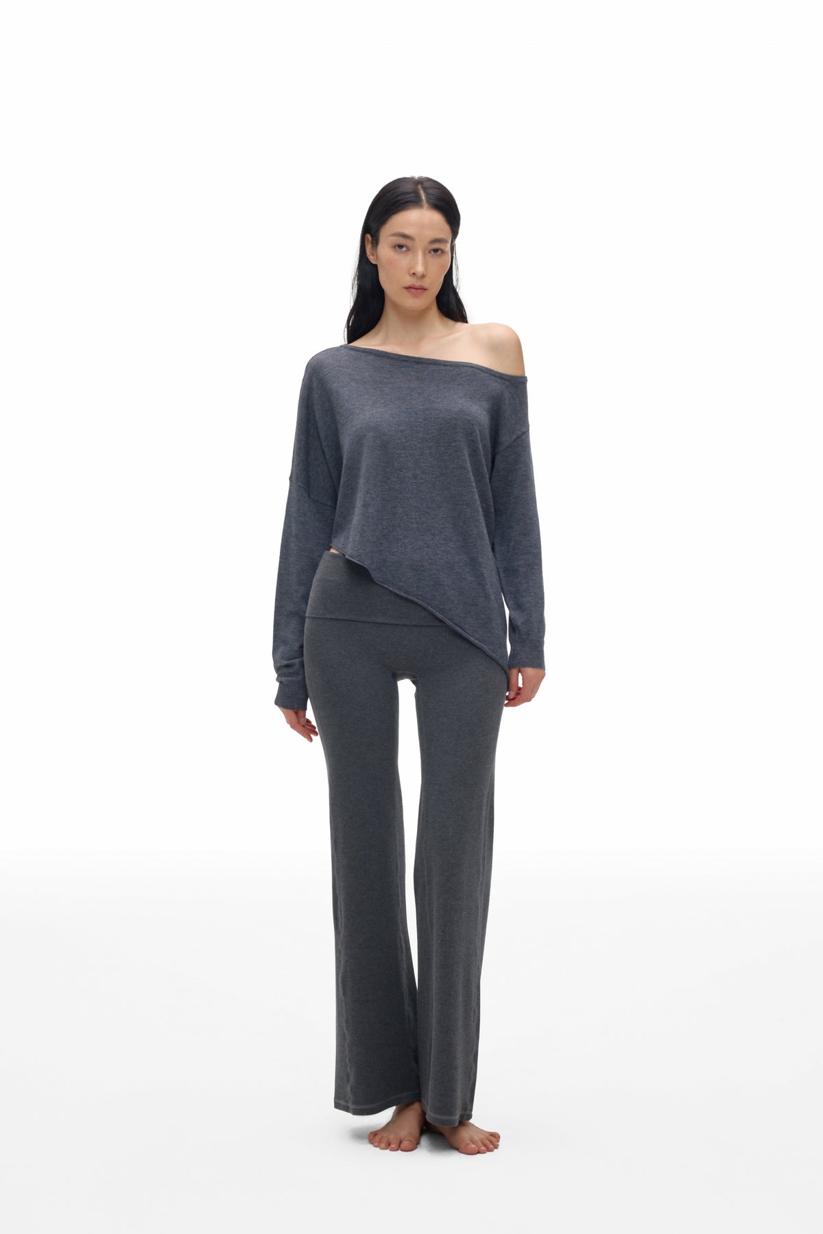 Asymmetric Neck Knit Top
