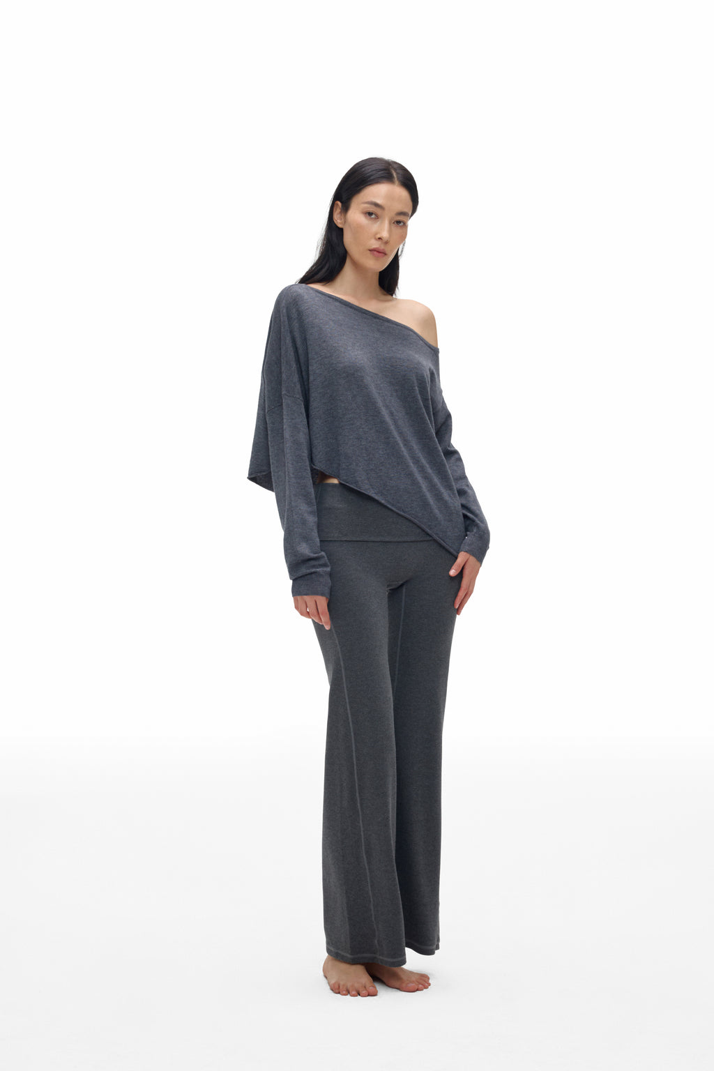 Asymmetric Neck Knit Top