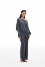 Asymmetric Neck Knit Top