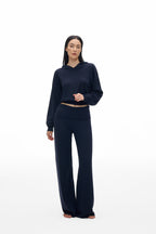 Hooded V-Neck Knit Top