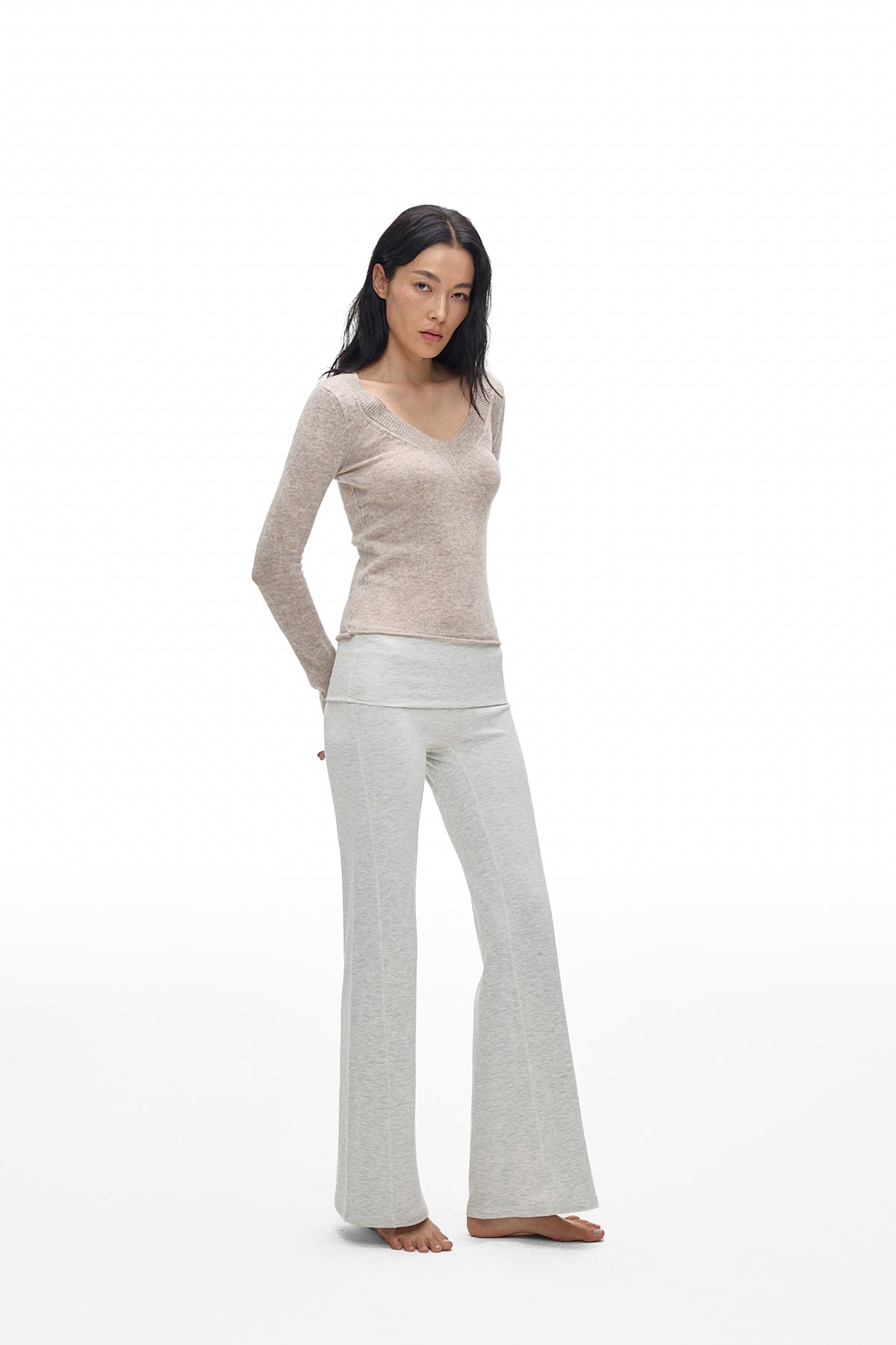 V-Neck Knit Long-Sleeve Top