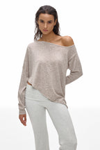 Asymmetric Neck Knit Top