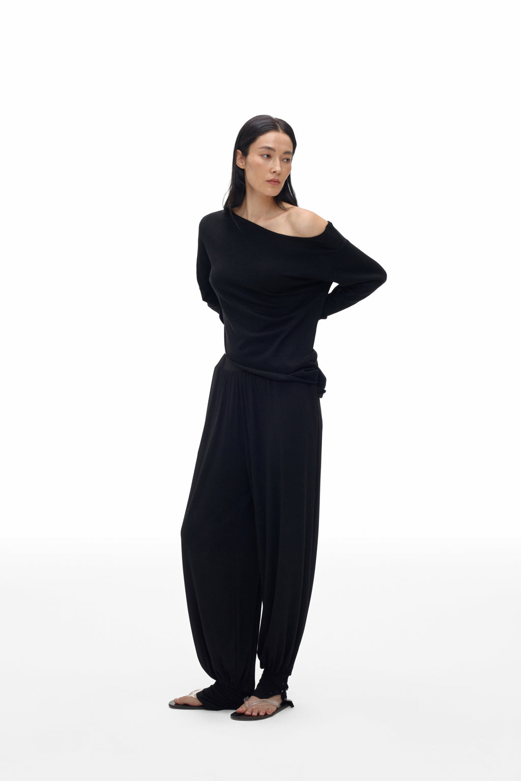 Asymmetric Neck Knit Top