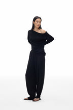 Asymmetric Neck Knit Top