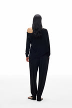 Asymmetric Neck Knit Top