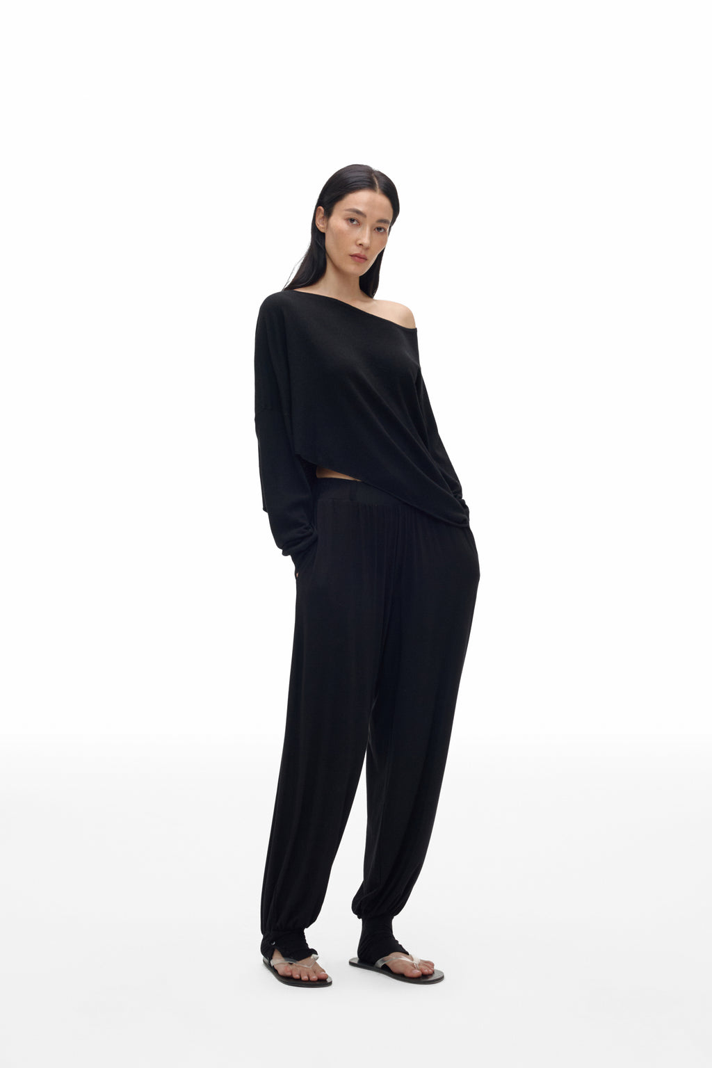 Asymmetric Neck Knit Top