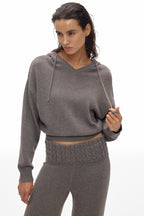 Hooded V-Neck Knit Top