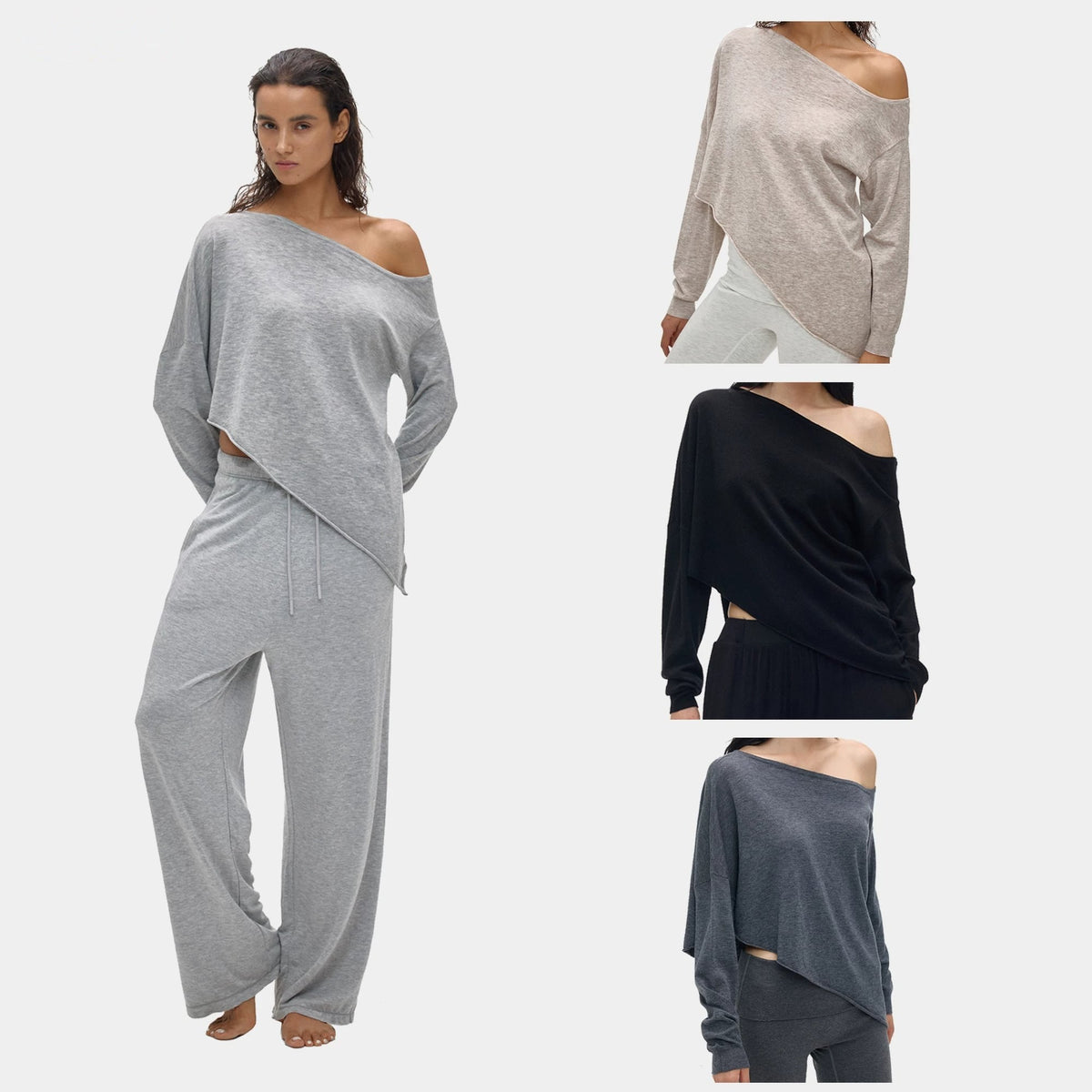 Asymmetric Neck Knit Top - main image 1