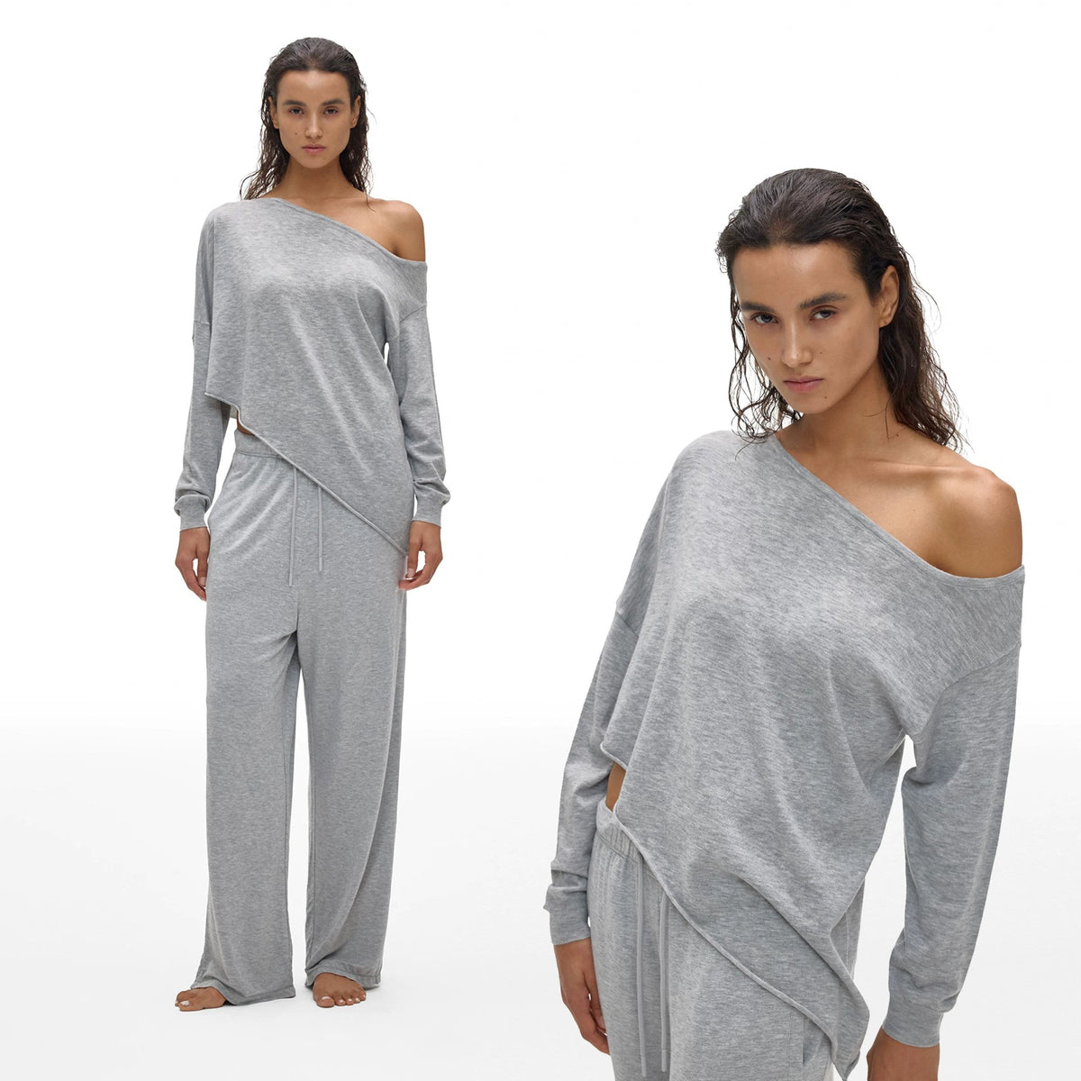 Asymmetric Neck Knit Top - main image 2