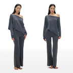 Asymmetric Neck Knit Top - main image 3