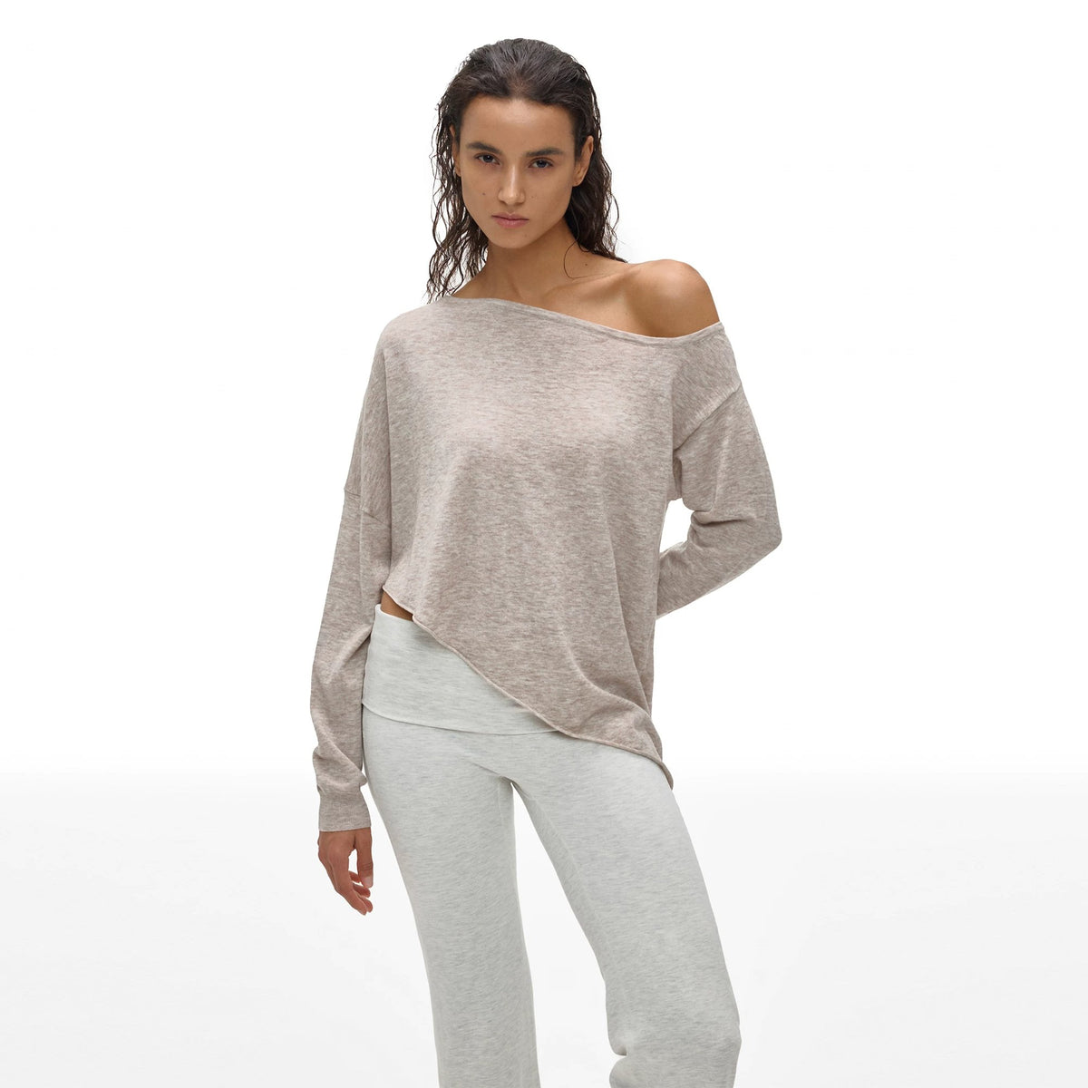 Asymmetric Neck Knit Top - main image 4