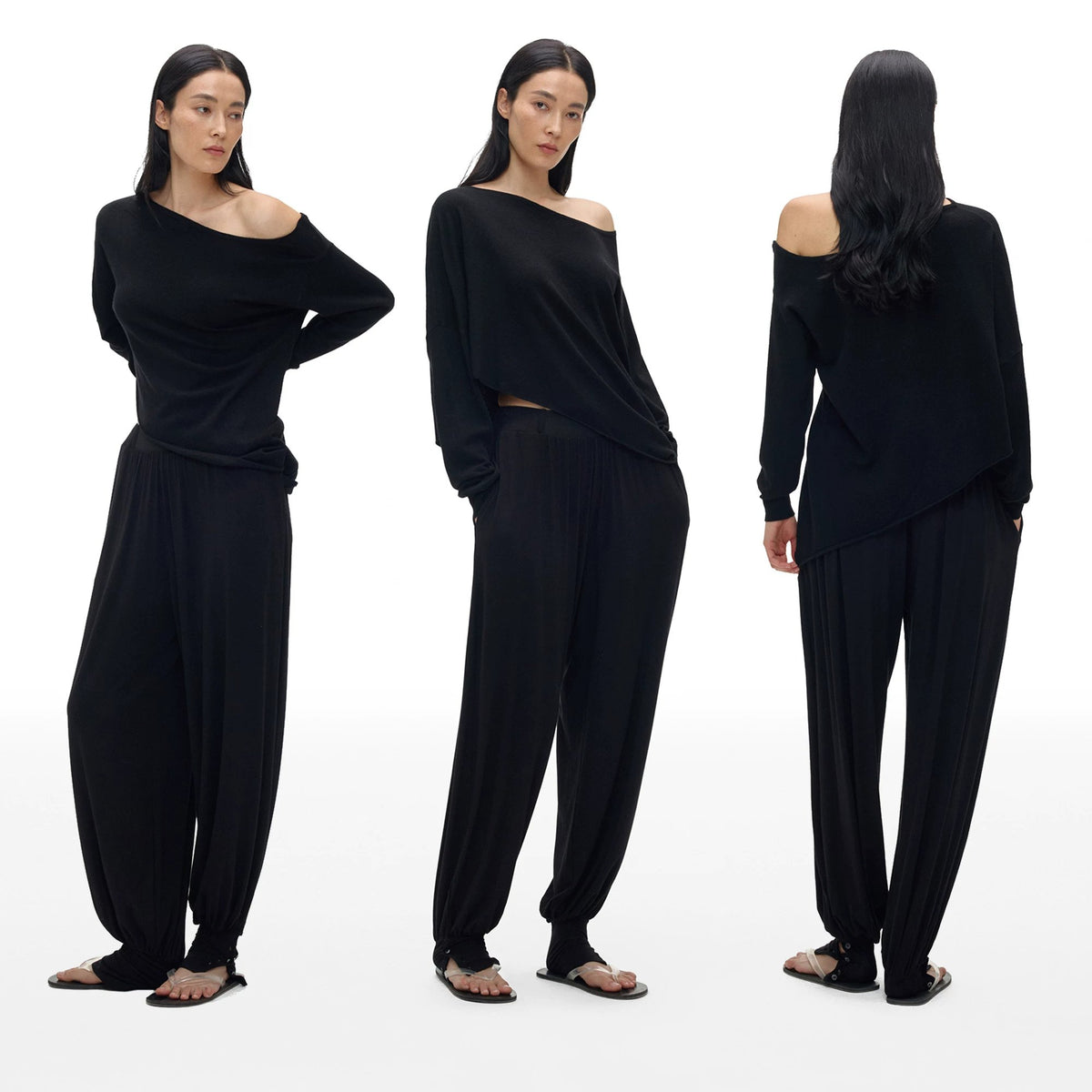 Asymmetric Neck Knit Top - main image 5