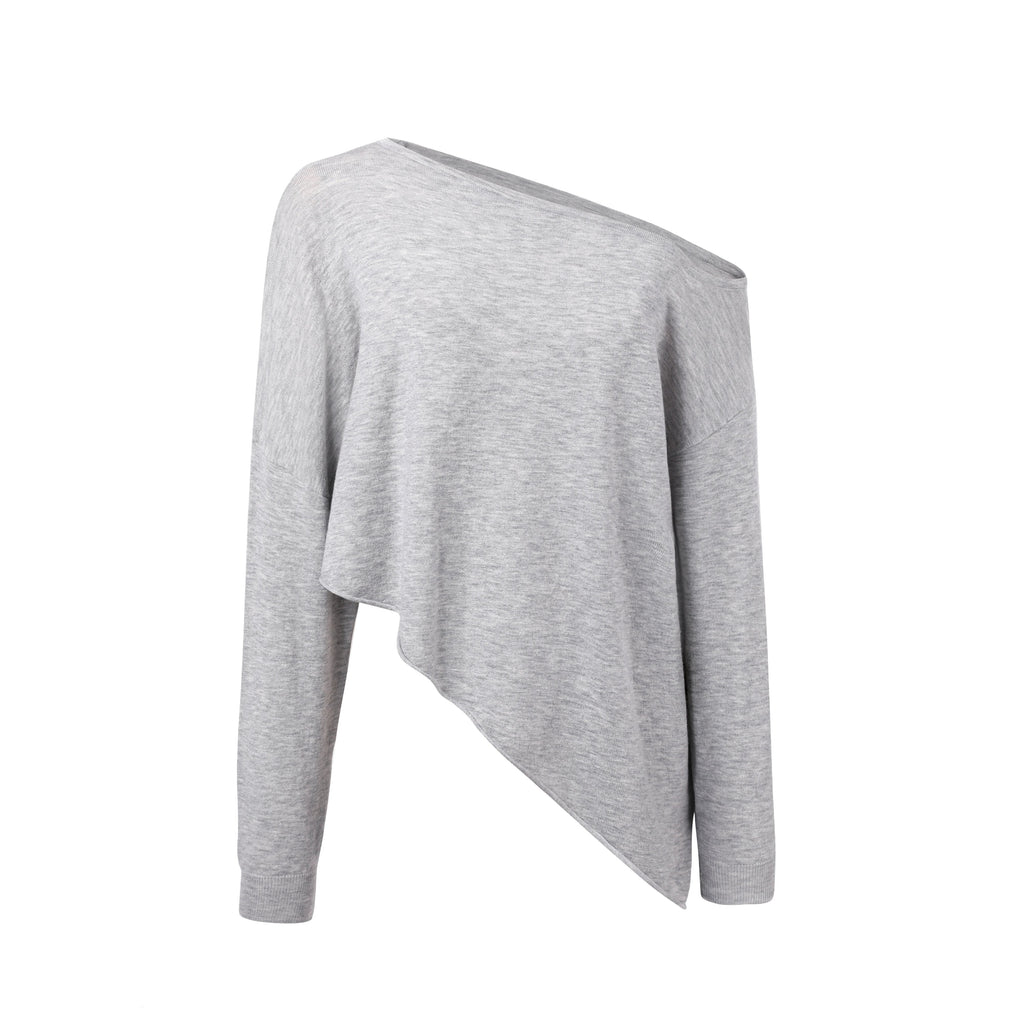 Asymmetric Neck Knit Top