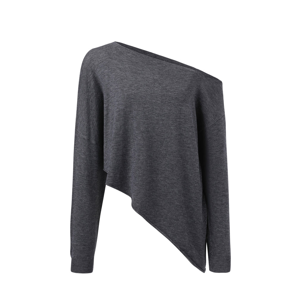 Asymmetric Neck Knit Top