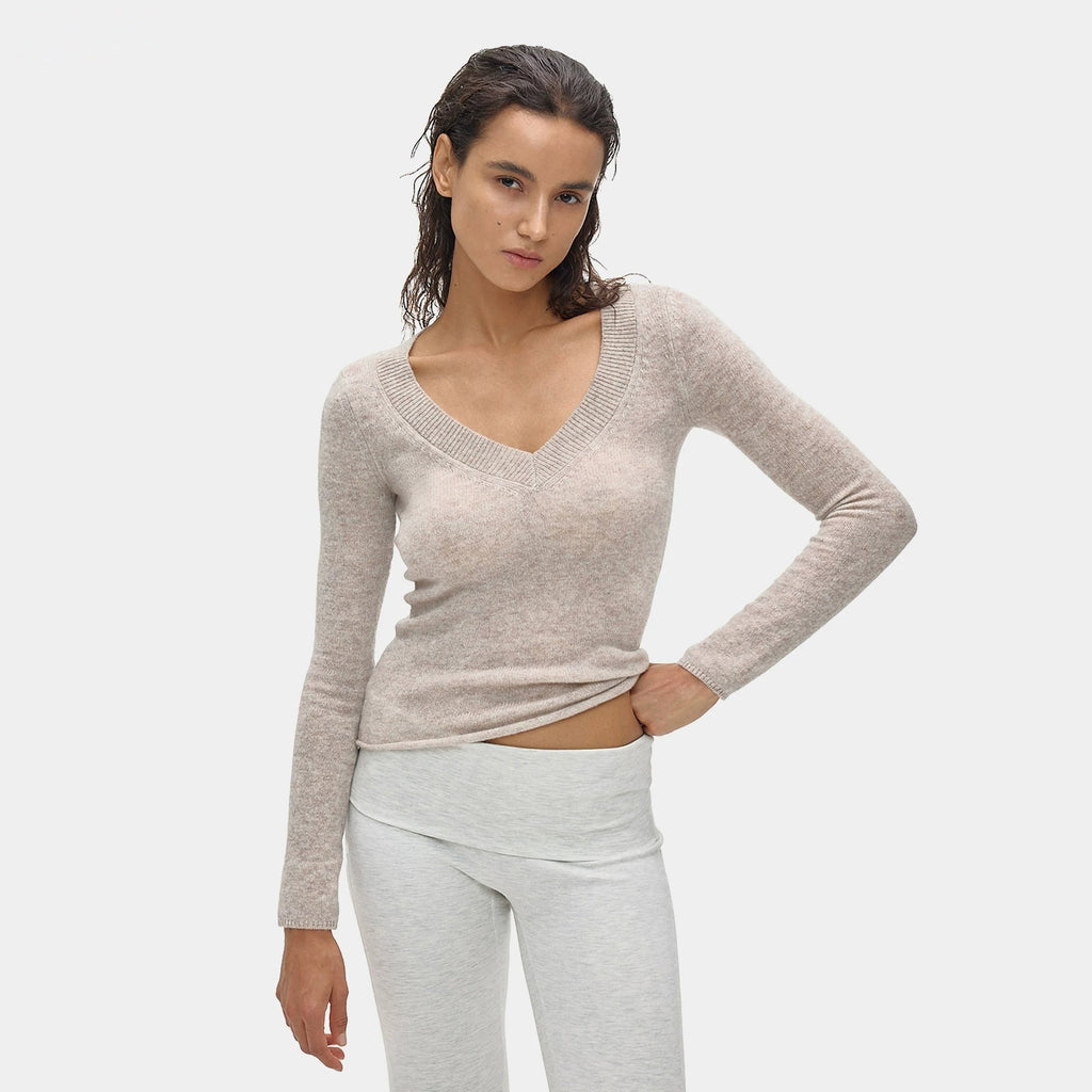 V-Neck Knit Long-Sleeve Top - main image 1