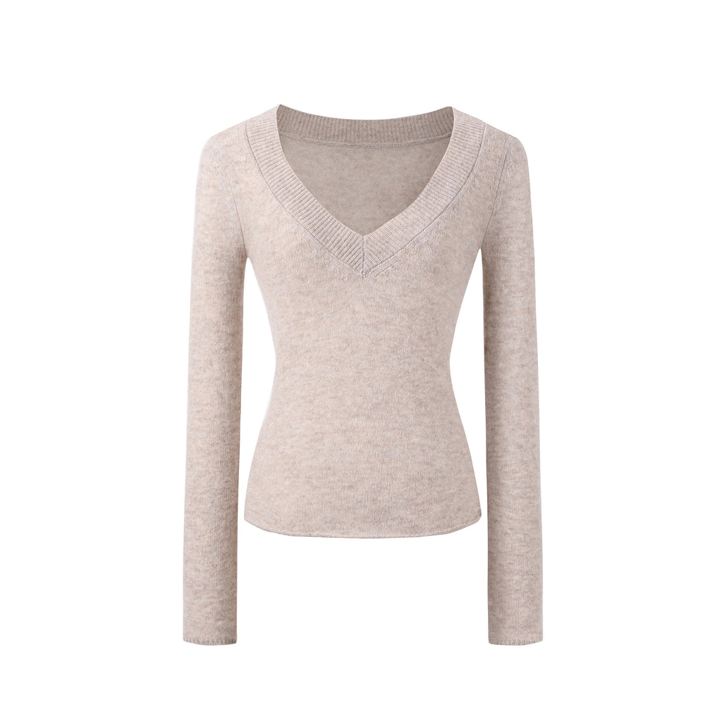 V-Neck Knit Long-Sleeve Top