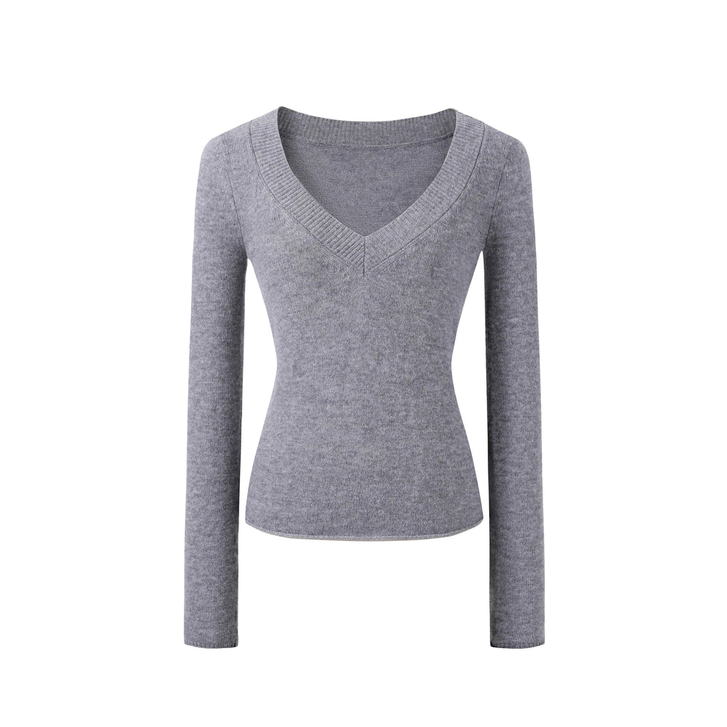 V-Neck Knit Long-Sleeve Top