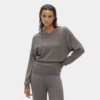 Hooded V-Neck Knit Top - main image 1