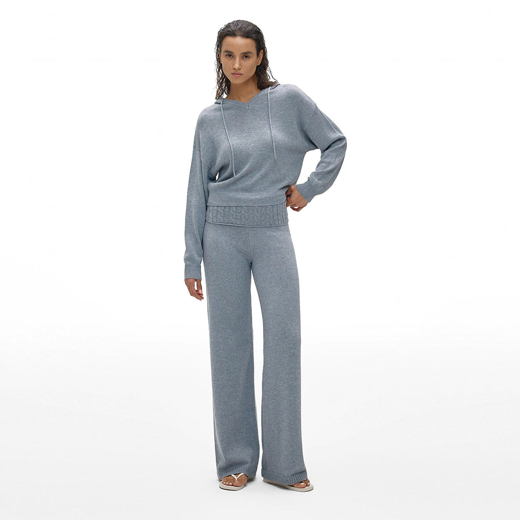 Hooded V-Neck Knit Top - main image 3