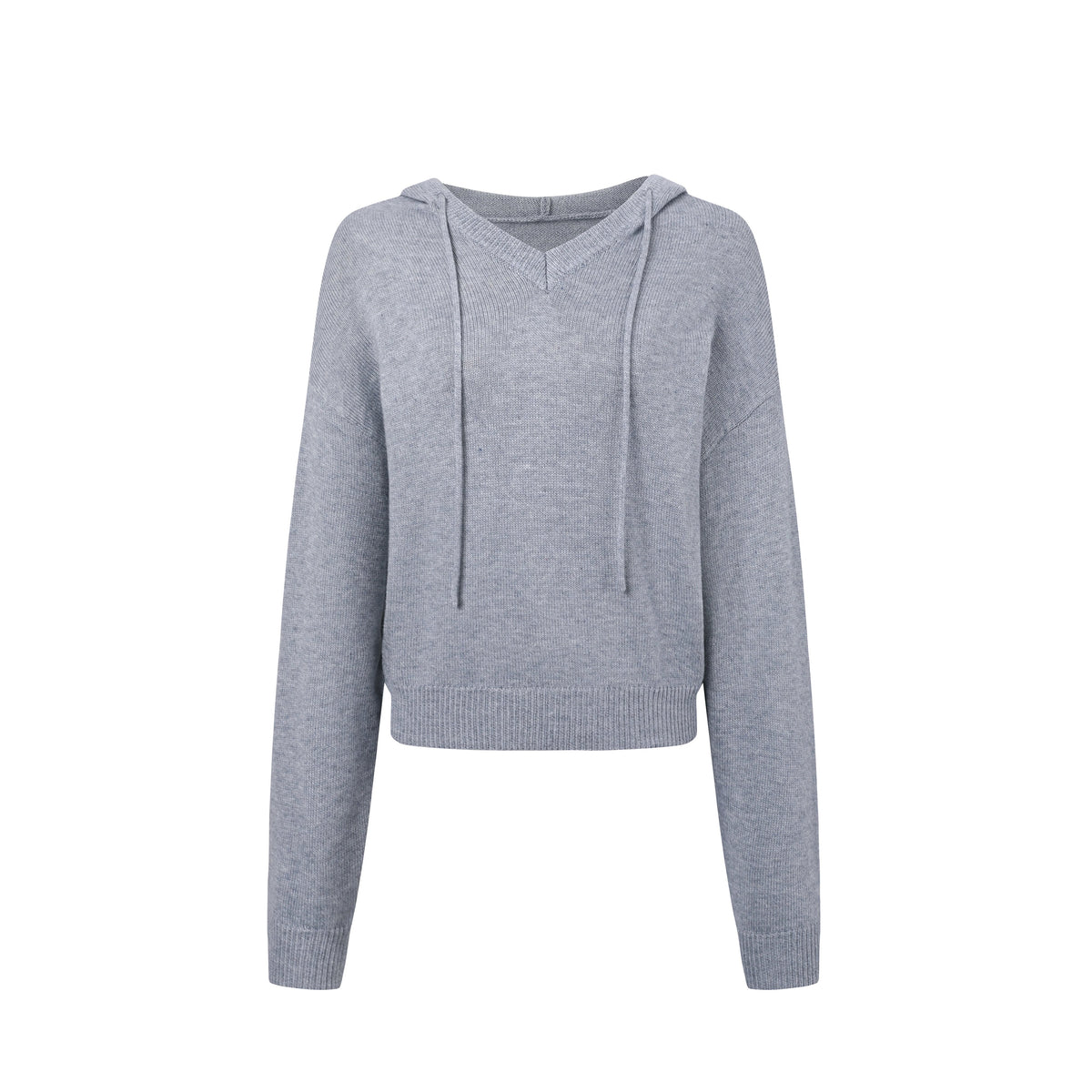 Hooded V-Neck Knit Top
