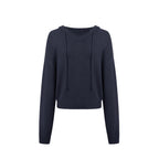 Hooded V-Neck Knit Top