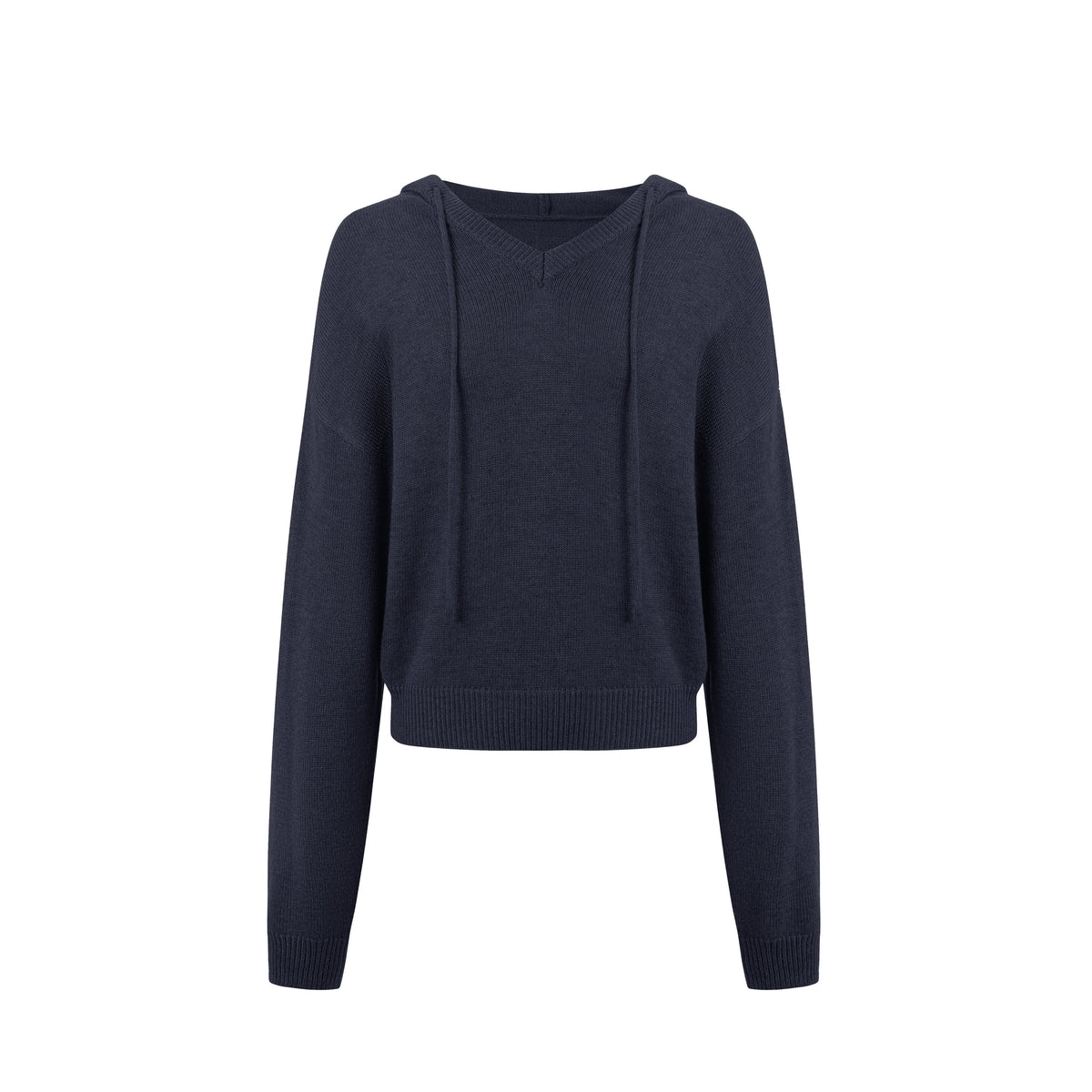 Hooded V-Neck Knit Top