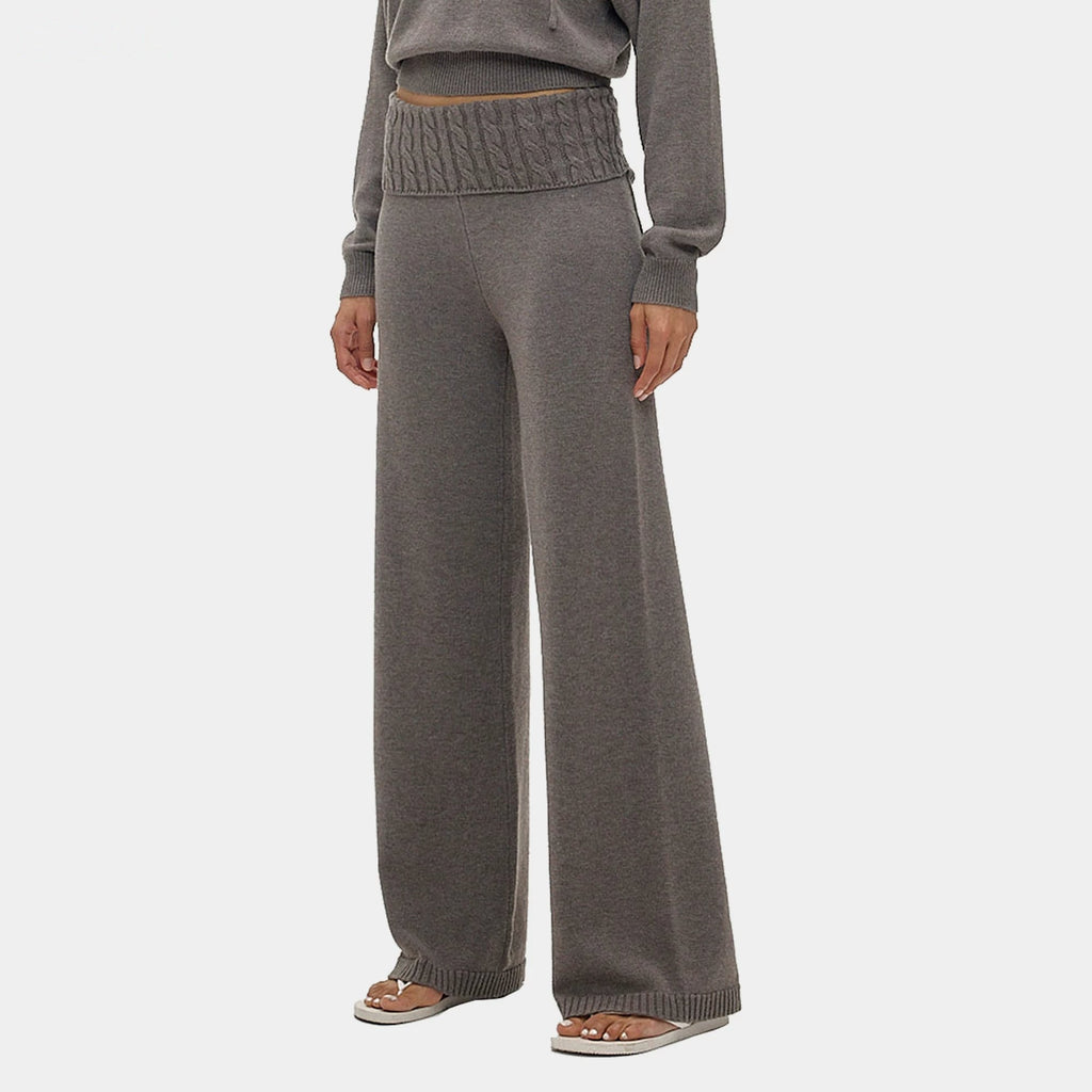 Foldover Waist Wide-Leg Knit Pants - main image 1