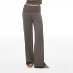 Foldover Waist Wide-Leg Knit Pants - main image 5