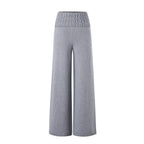 Foldover Waist Wide-Leg Knit Pants