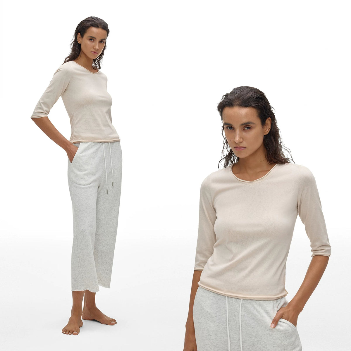 V-Neck Rolled-Edge Tee - main image 3