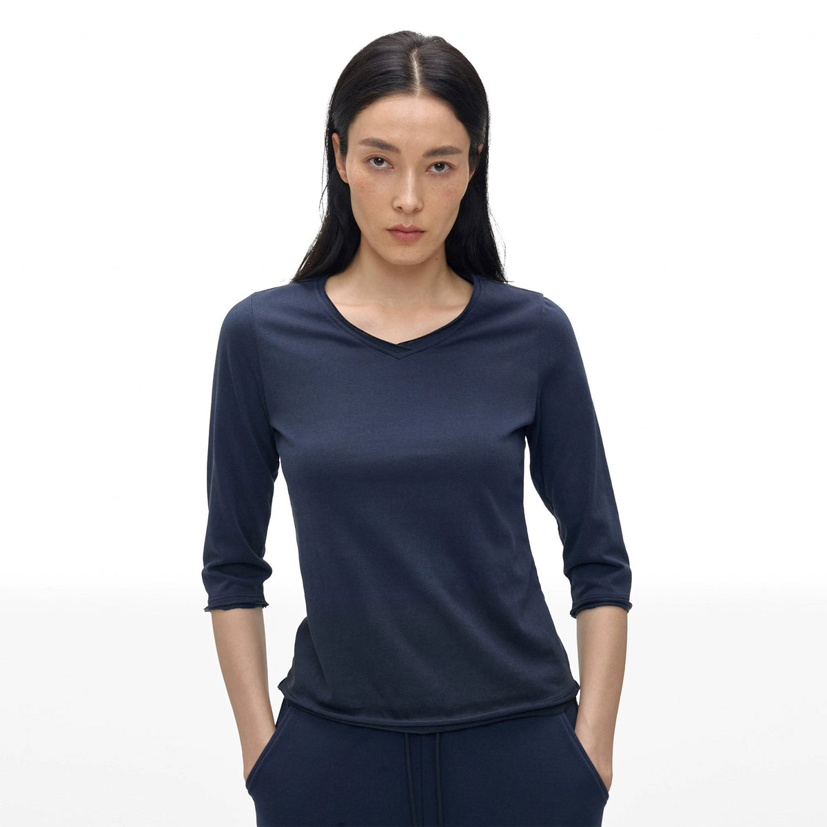 V-Neck Rolled-Edge Tee - main image 5