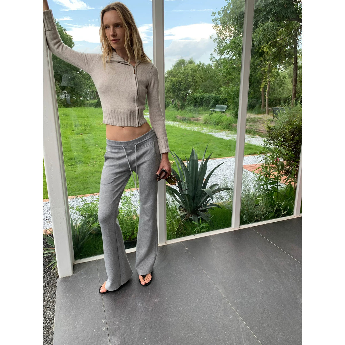 Mid-Rise Flare Pants - main image 3