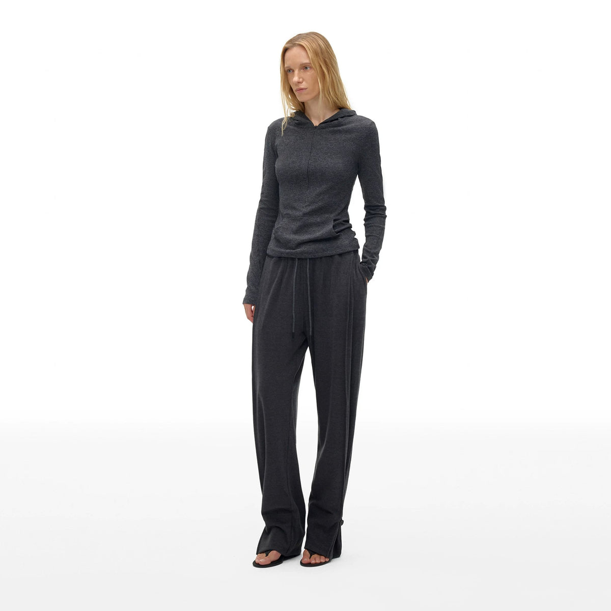 Hooded Ribbed Knit Top - main image 5