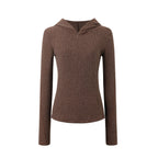 Hooded Ribbed Knit Top